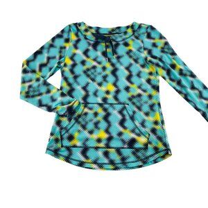 Ruby Rd. XS Long-Sleeve Geometric Print Womens Top‎
